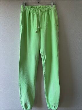 Good American Neon Lime Drawstring Joggers